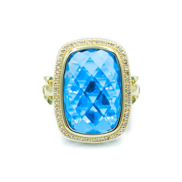 The Grande Blue Topaz Halo Ring