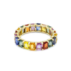 Rainbow Sapphire Eternity Band