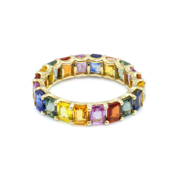 Rainbow Sapphire Eternity Band