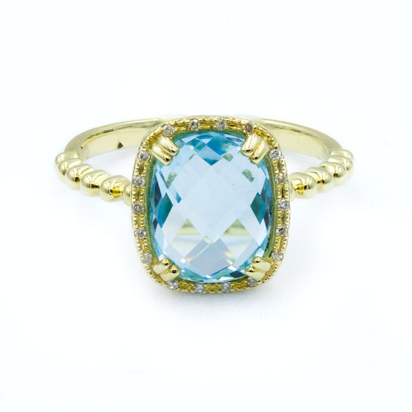 Blue Topaz Halo Ring