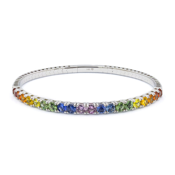 The Large Rainbow Sapphire Flex Bangle