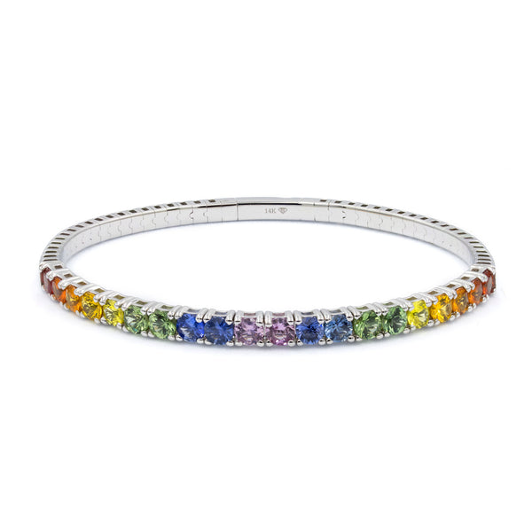 The Large Rainbow Sapphire Flex Bangle