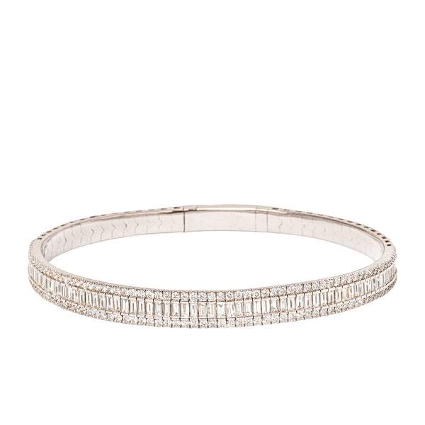 Baguette & Pavé Diamond Bangle