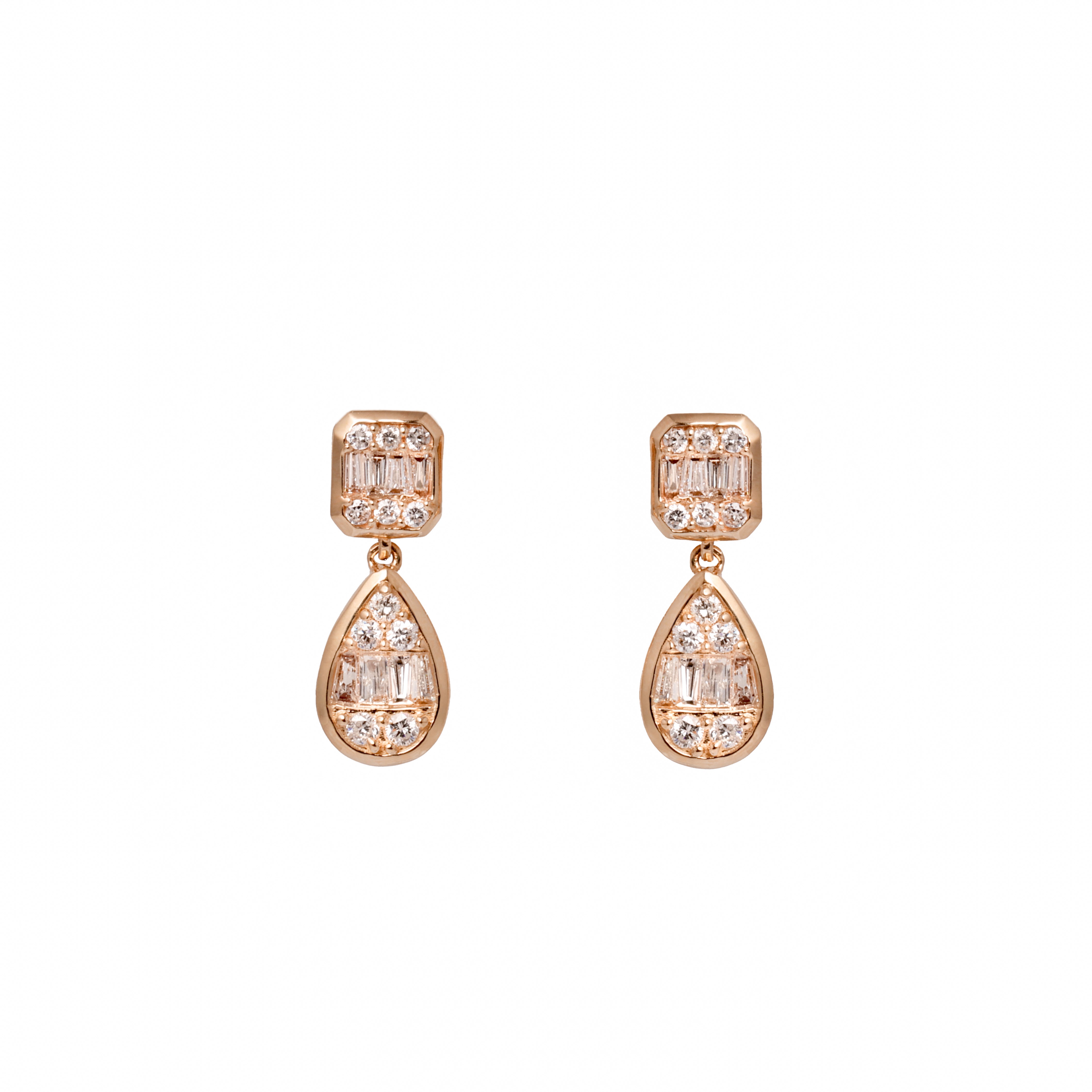 Emerald and Pear Diamond Drop Earrings- 50%OFF!