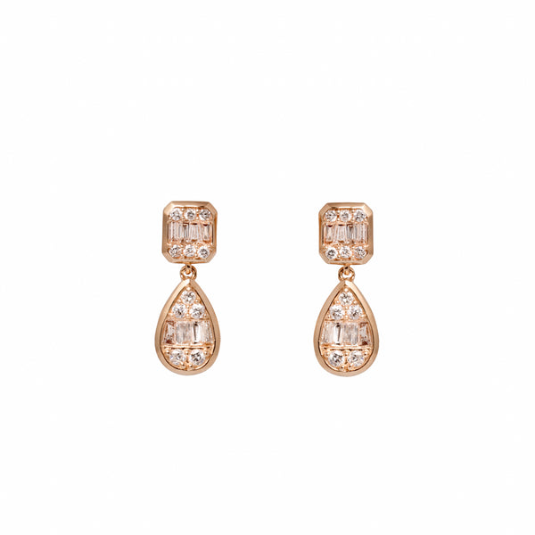 Emerald and Pear Diamond Drop Earrings- 50%OFF!