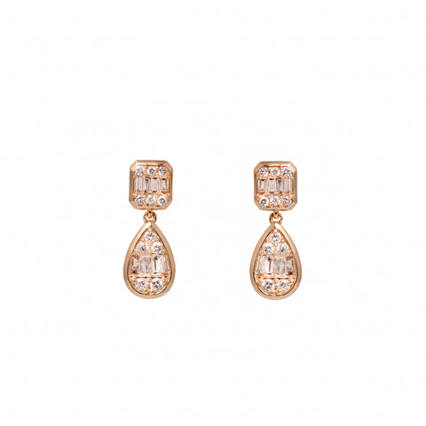 Emerald and Pear Diamond Drop Earrings- 50%OFF!