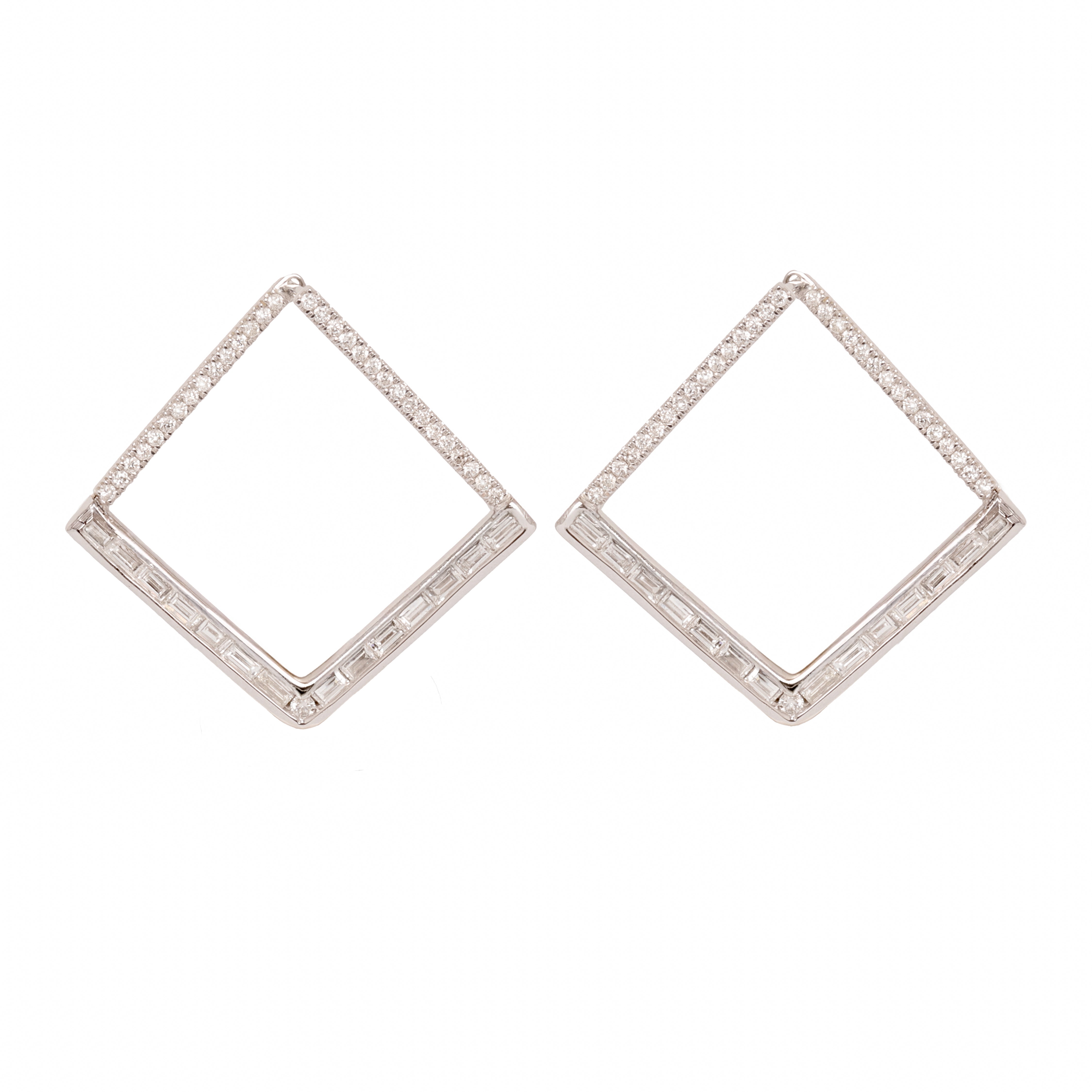 Contemporary Diamond Hoops- 30%OFF!