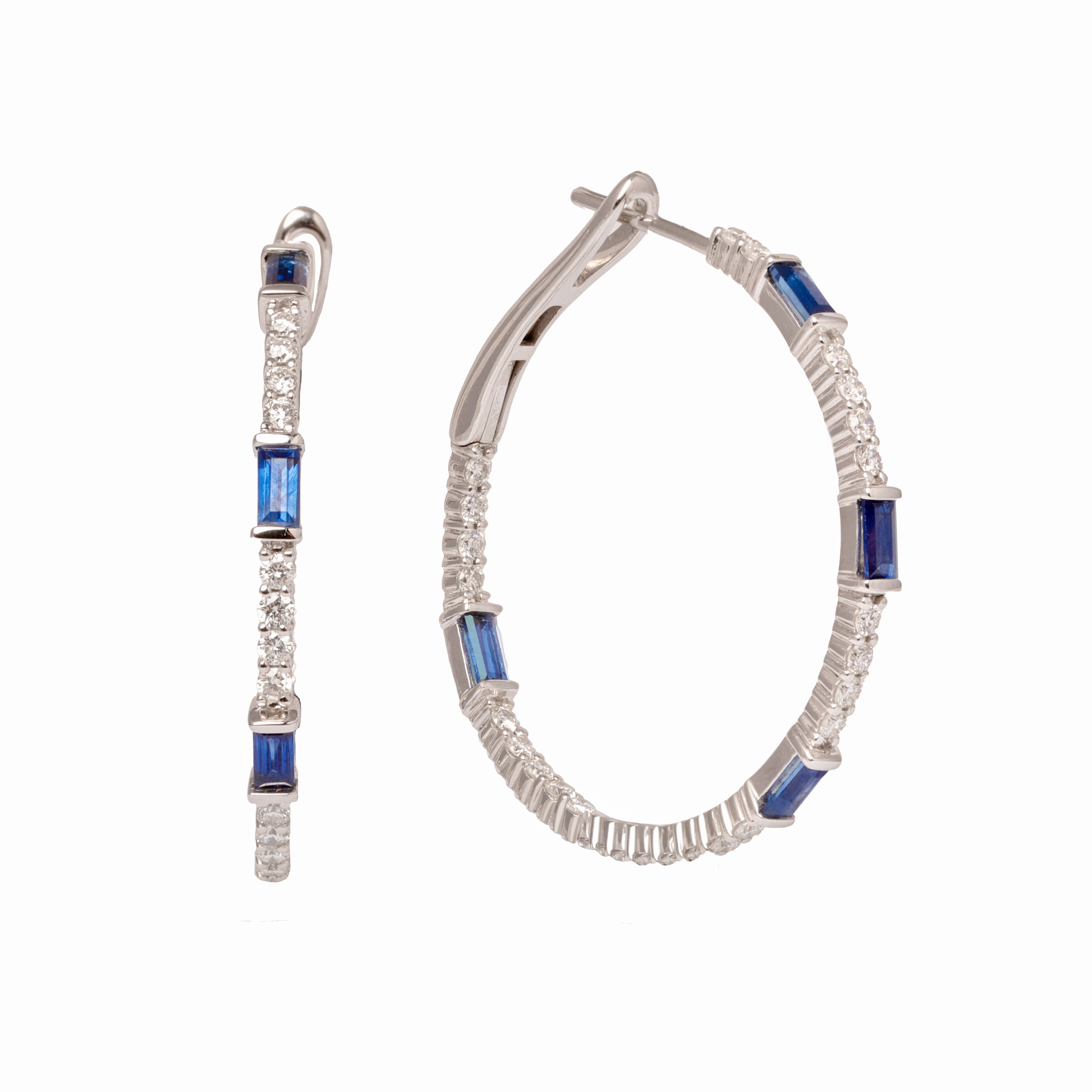 Sapphire and Diamond Hoops-50% OFF