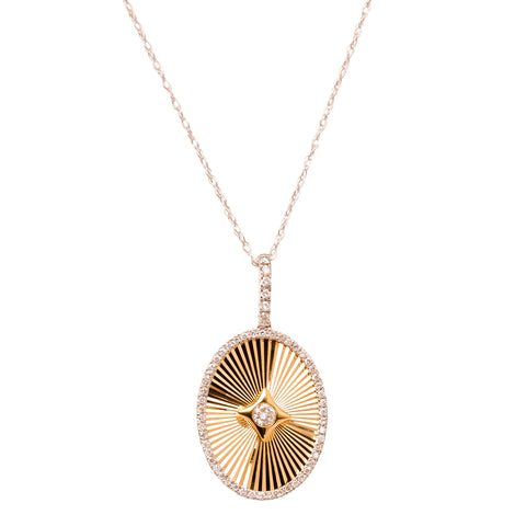 Ridged Oval Diamond Necklace- 50% OFF!