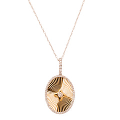 Ridged Oval Diamond Necklace- 50% OFF!