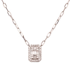 Emerald Cut Halo Paperclip Necklace - 40% OFF!
