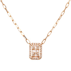 Emerald Cut Halo Paperclip Necklace - 40% OFF!