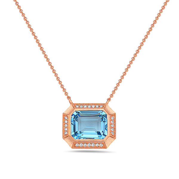 Blue Topaz Halo Necklace