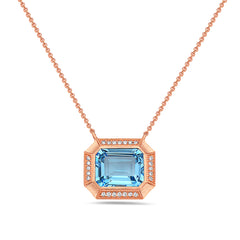 Blue Topaz Halo Necklace