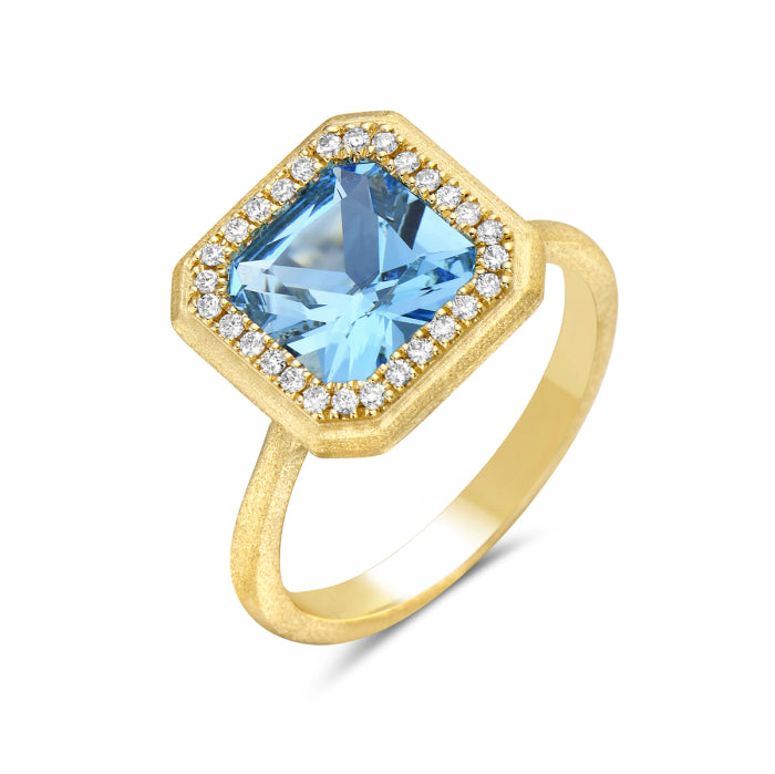 Blue Topaz Halo Ring
