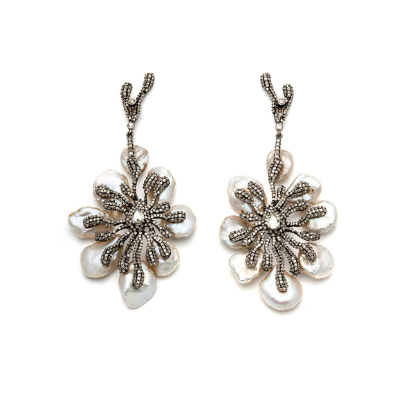 Diamond Pearl Tree Earrings-30% OFF