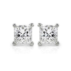 Four Prong Princess Cut Diamond Solitaire Studs