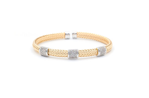 3 Bar Mesh Silver Bangle