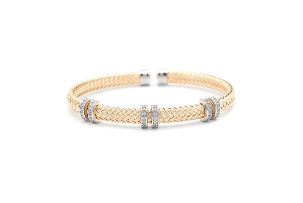 Double Bar Mesh Silver Bangle