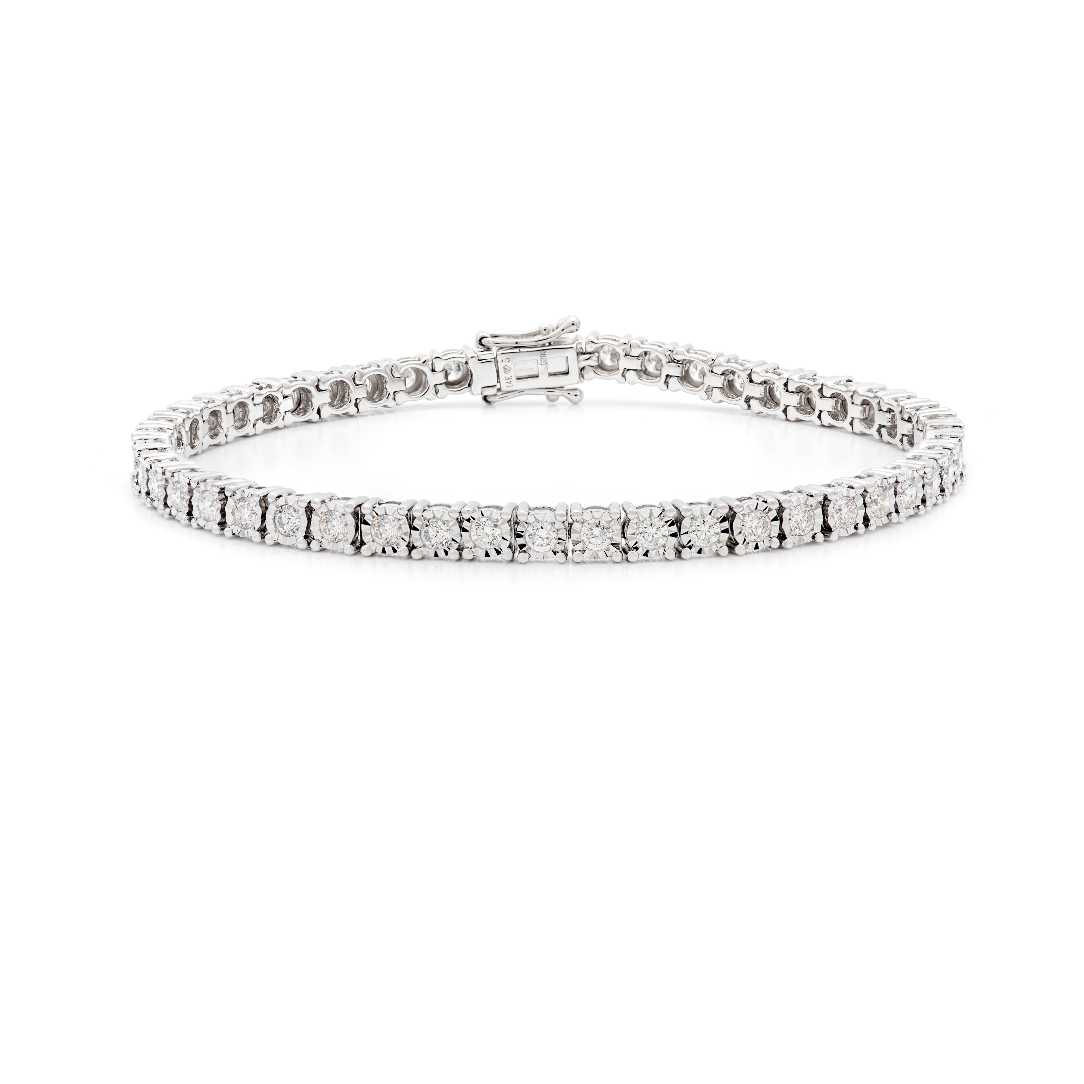 Buy Two Row Diamond Tennis Bracelet in 14K White Gold